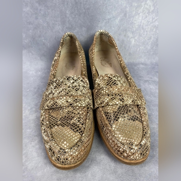 Anthropologie Seychelles Weekenders Tan Tiger Eye Reptile Leather Loafers Sz 8.5 - Picture 3 of 12